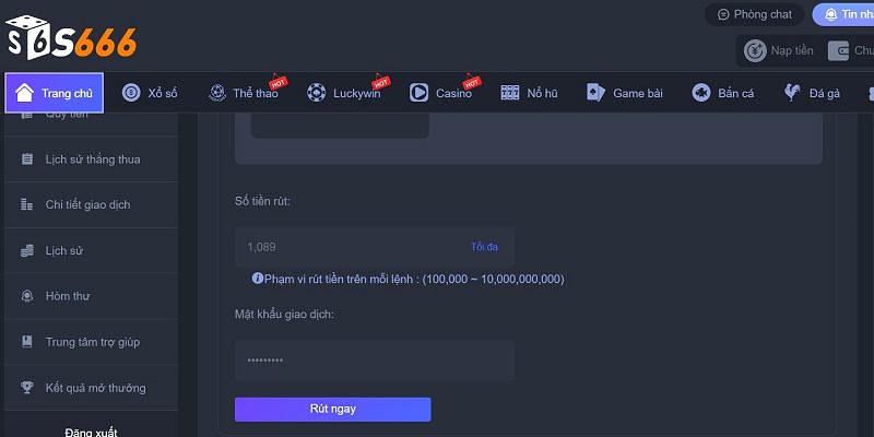 Các phương thức rút tiền phổ biến tại s666
